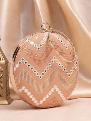 Light peach based sequins embroidery clutch 3