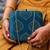 Yale blue embroidered clutch bag for women