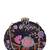 Black floral threadwork party clutch bag for women