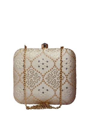Off white multipattern sequins embroidery clutch 1