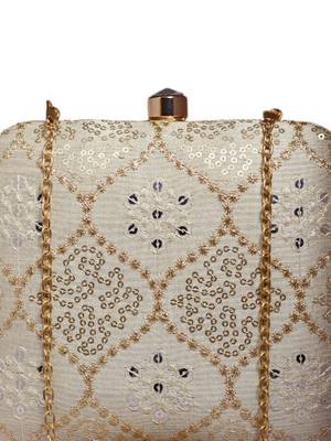 Off white multipattern sequins embroidery clutch 2