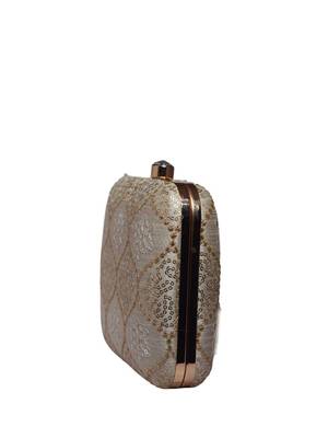 Off white multipattern sequins embroidery clutch 3