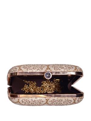 Off white multipattern sequins embroidery clutch 4
