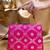 Magenta pink based silver pattern brocade fabric clutch