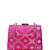 Magenta pink based silver pattern brocade fabric clutch