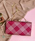 Maroon embroidered clutch bag for women