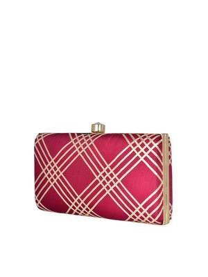 Maroon embroidered clutch bag for women 3