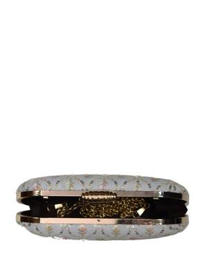 White thread and sequins embroidery clutch 4