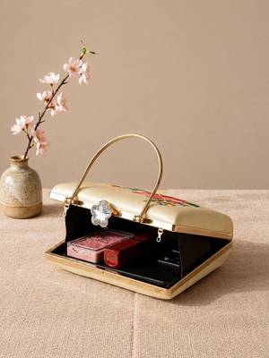 Printed ivory blossom clutch with hand embroidery 4