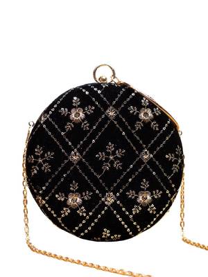 Black based rosegold sequins embroidery clutch 2