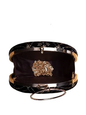 Black based rosegold sequins embroidery clutch 4