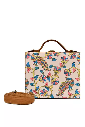 Colorful peacock printed suitcase style