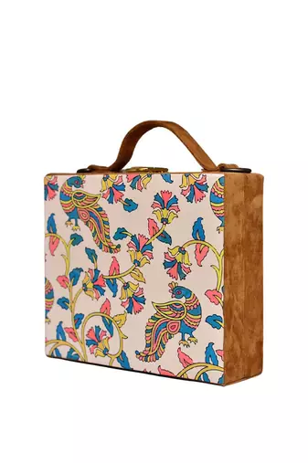 Colorful peacock printed suitcase style