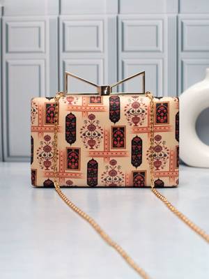 Ornate elegance printed clutch bag for women 1