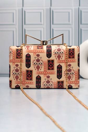Ornate elegance printed clutch bag for women
