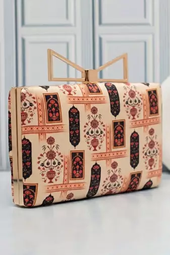 Ornate elegance printed clutch bag for women