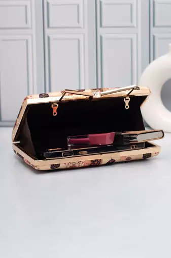 Ornate elegance printed clutch bag for women