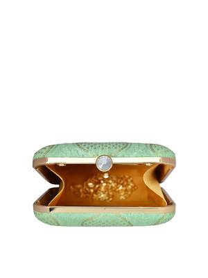 Mint green embroidered clutch bag for women 4