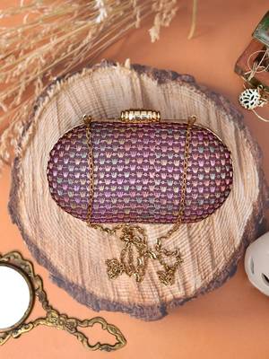 Maroon elegant capsule frame embroidery clutch 1
