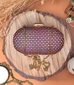 Maroon elegant capsule frame embroidery clutch
