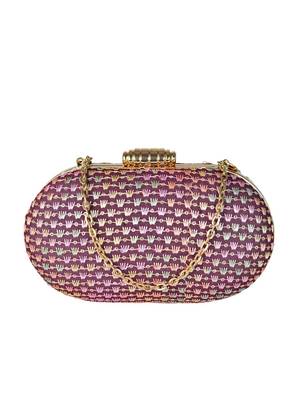 Maroon elegant capsule frame embroidery clutch 2