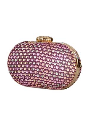 Maroon elegant capsule frame embroidery clutch 3
