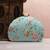 Turquoise floral printed zari embroidery clutch