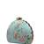 Turquoise floral printed zari embroidery clutch