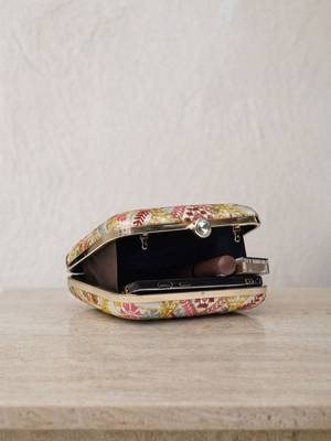 Elegant multicolor floral embroidered box clutch 4