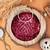 Red round embroidered clutch bag for women