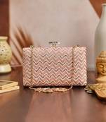 Pink elegant embroidery clutch bag for women