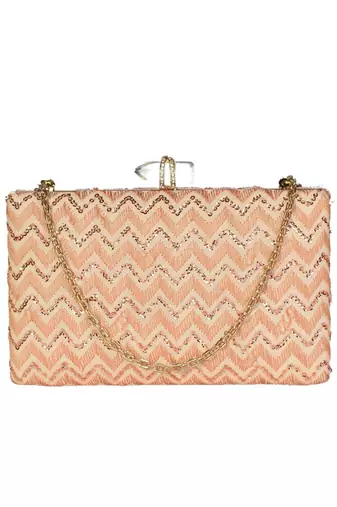 Pink elegant embroidery clutch bag for women