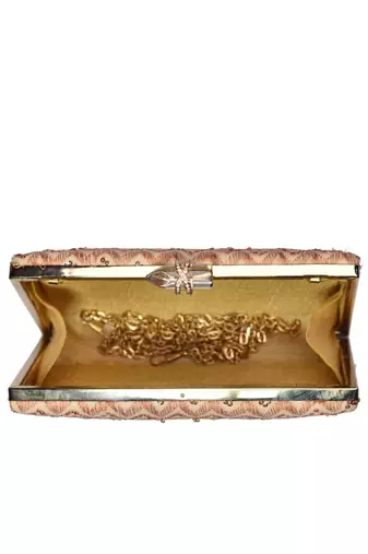 Pink elegant embroidery clutch bag for women