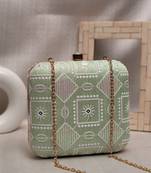  embroidered box clutch bag for women