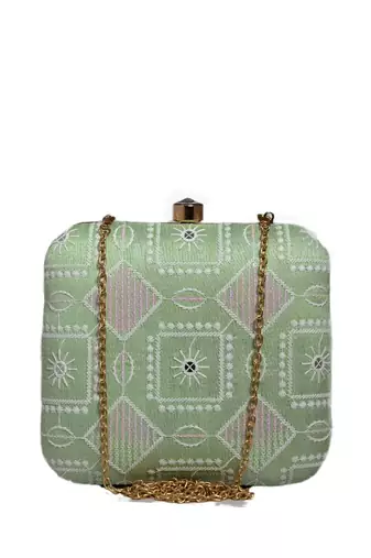  embroidered box clutch bag for women