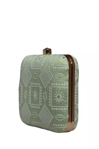  embroidered box clutch bag for women