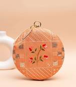  peach with patchwork & floral center clutch