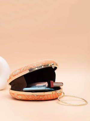  peach with patchwork & floral center clutch 3
