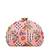  pink  red printed embroidered half moon clutch
