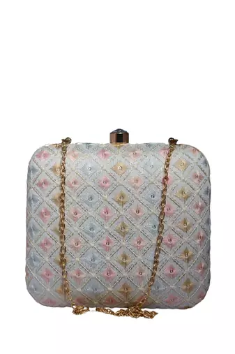  printed box clutch bag for women