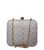  printed box clutch bag for women