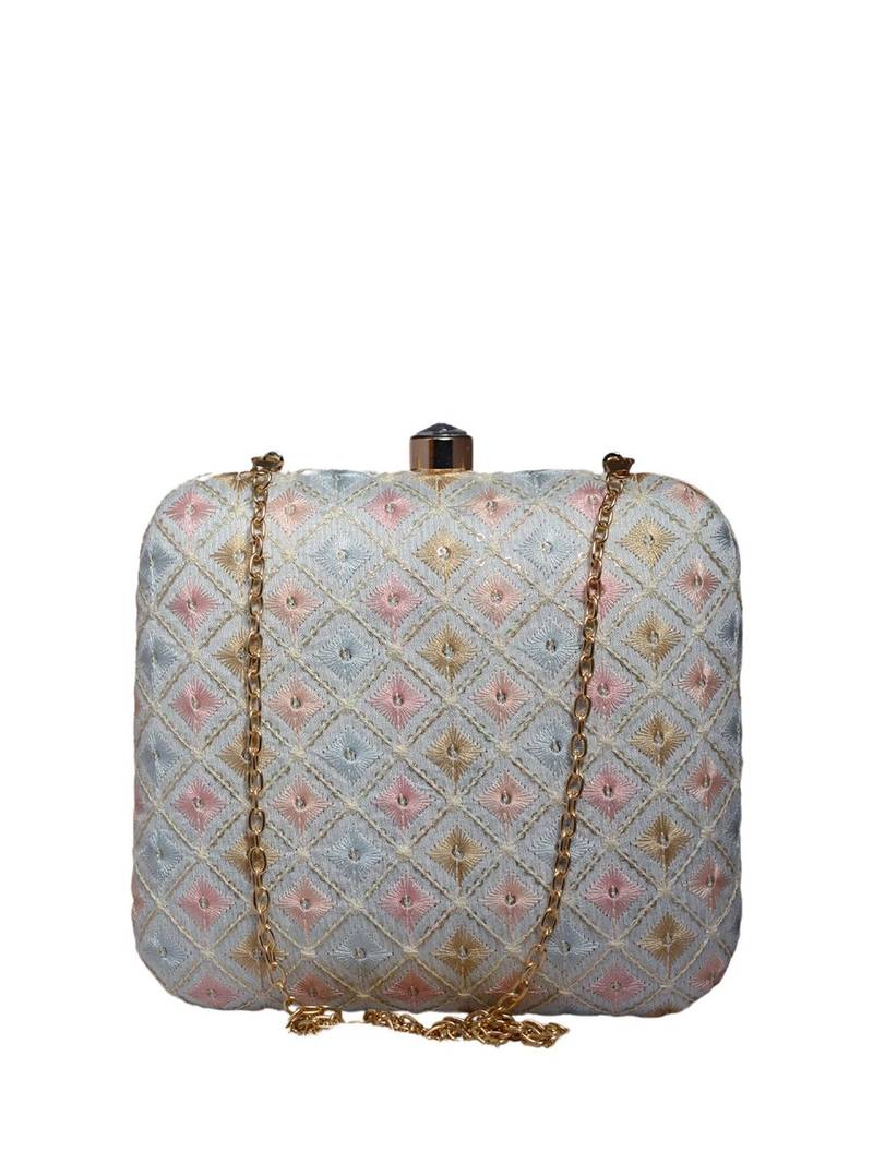  printed box clutch bag for women