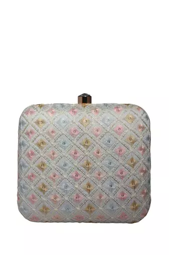  printed box clutch bag for women