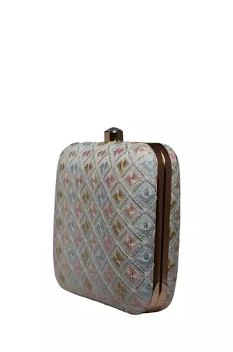  printed box clutch bag for women