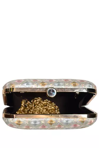  printed box clutch bag for women