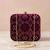  wine based silver threadwork embroidery clutch