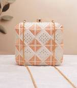  peach prism embroidered clutch bag for women