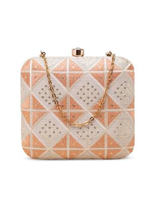  peach prism embroidered clutch bag for women 2