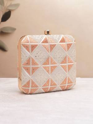  peach prism embroidered clutch bag for women 3
