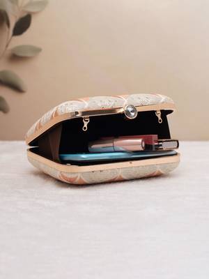  peach prism embroidered clutch bag for women 4